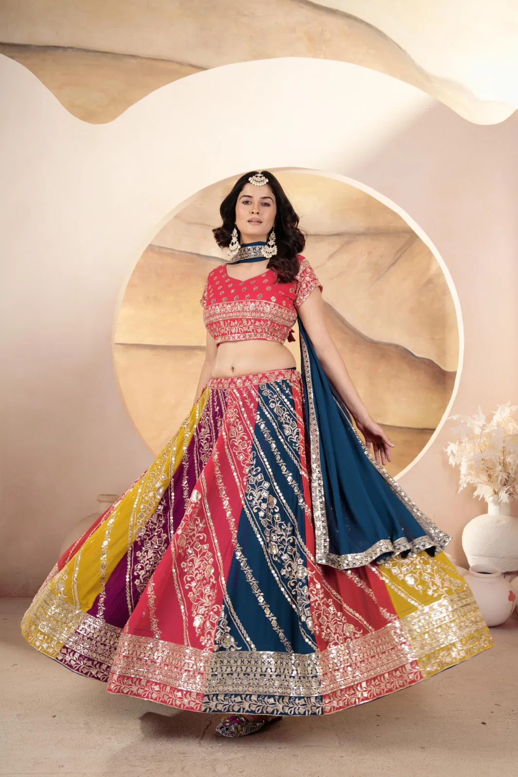 Dvd 5069 Faux Georgette Embroidery Sequence Design Work Lehenga Choli Wholesale In India